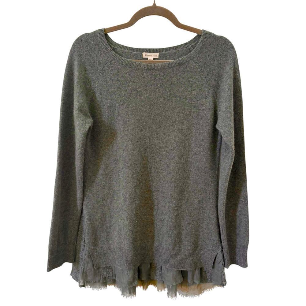 Garnet Hill Shirttail 100% Cashmere Tunic Style Sweater Green Size S - Picture 2 of 10